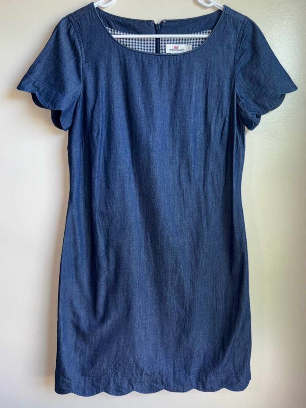 Vineyard Vines Chambray Scallop Sleeve Shift Dress Blue Size 6